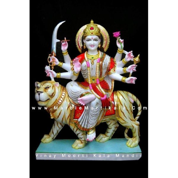 Multicolor Durga Mata Marble Statue