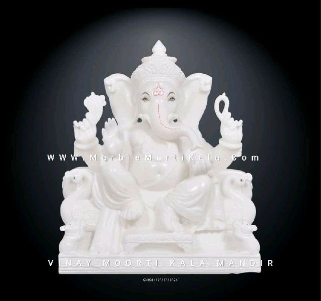 White Ganesh Marble Statue