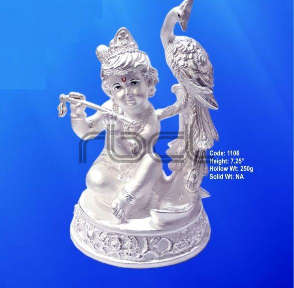1106 Sterling Silver Makhan Chor Statue