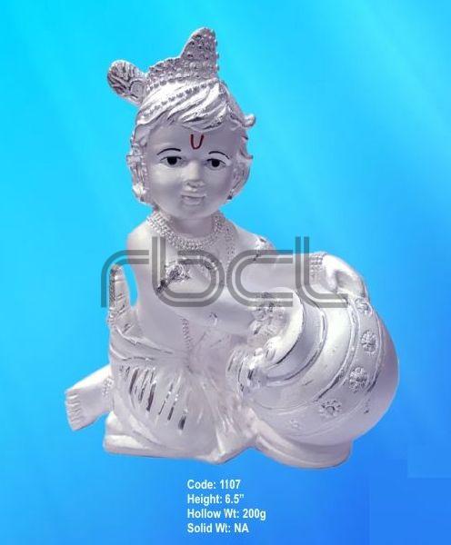 1107 Sterling Silver Makhan Chor Statue
