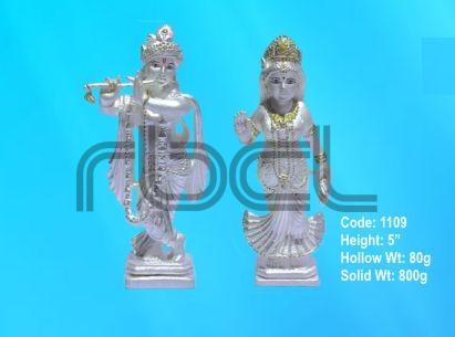 1109 Sterling Silver Radha Krishna Statue