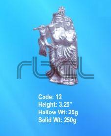 12 Sterling Silver Radha Krishna Statue