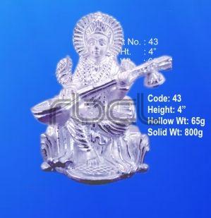 43 Sterling Silver Saraswati Statue