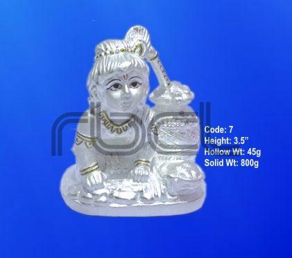 7 Sterling Silver Makhan Chor Statue