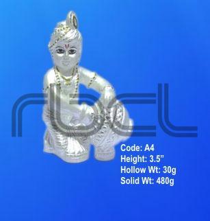 A4 Sterling Silver Makhan Chor Statue