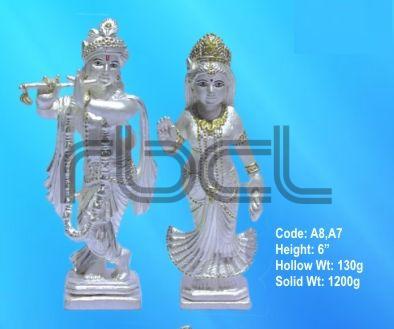 A8,A7 Sterling Silver Radha Krishna Statue