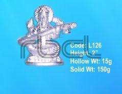 L126 Sterling Silver Saraswati Statue