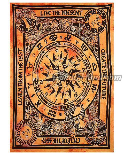 Astrological Sun Moon Cotton Wall Hanging Tapestry