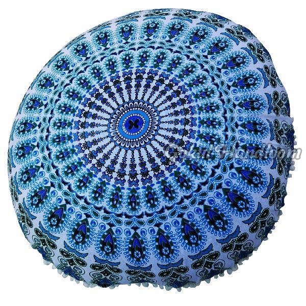 Blue Mirchi Mandala Cushion Cover
