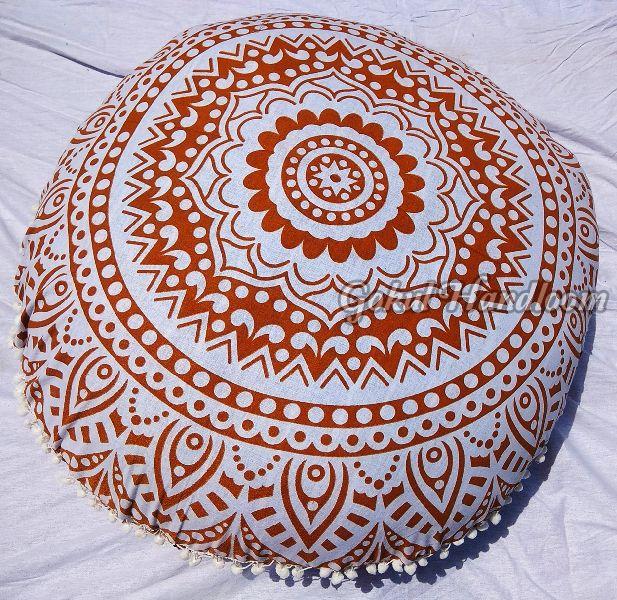 Brown & White Mandala Cushion Cover