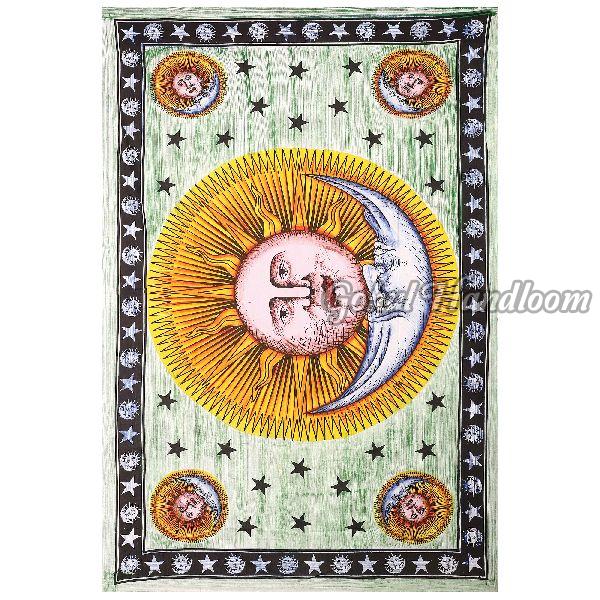Celestial Indian Sun Cotton Wall Hanging Tapestry