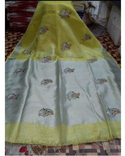 Embroidered Tissue Linen Saree