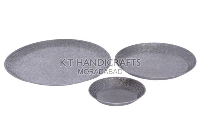 11.5 Inch Galvanized Metal Serving Plate