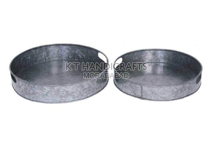13.5 Inch Galvanized Metal Serving Tray