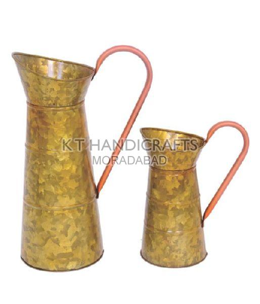 16 Inch Galvanized Metal Vase Pitcher with Handle
