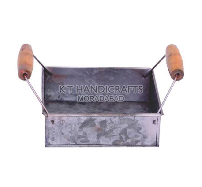 Galvanized Metal Utensil Caddy Basket Holder