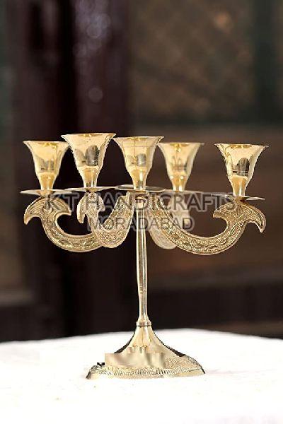 Pure Brass Candle Stand with 5 Stand