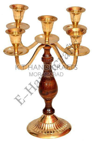 Pure Brass Five Cups Candle with Wooden Lid
