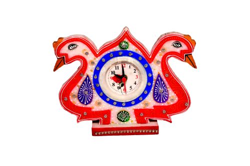 Marble Peacock Table Clock