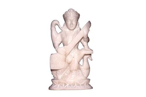 Marble White Saraswati Statue