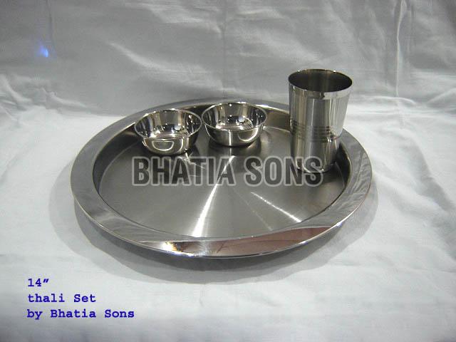 14 Inch Plain Thali Plate Set
