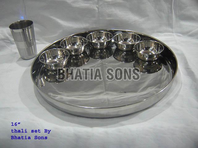 16 Inch Plain Thali Plate Set