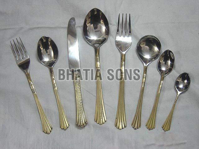 Brass and Steel Cutlery Set
