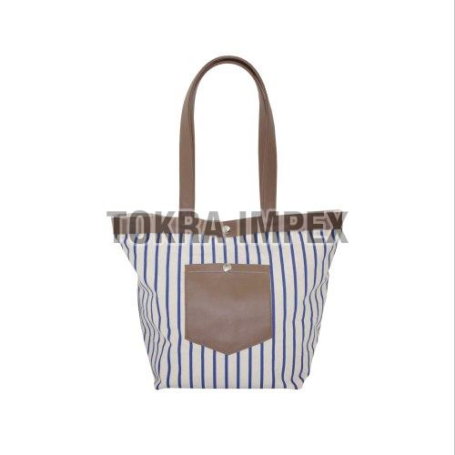 Canvas Tote Bag With PU Handle