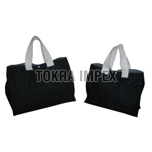 Denim Tote Bag With Cotton Handle