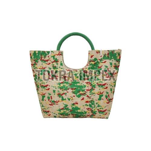 PP Laminated Jute Beach Bag with Round Padded Rope Handle