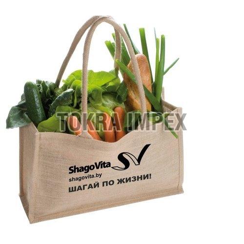 PP Laminated Jute Grocery Bag With Padded Rope Handle