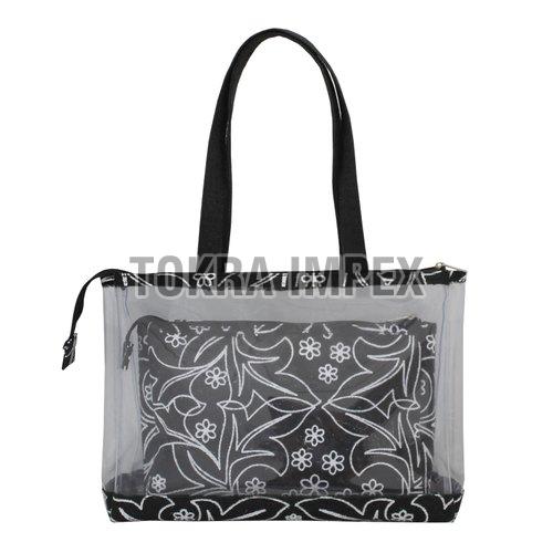 PVC & Jute Tote Bag With Pouch