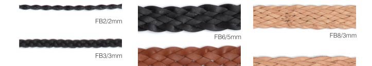 Size Available (Flat Braided Leather Cords - Thickness 1.0 to 1.2mm)