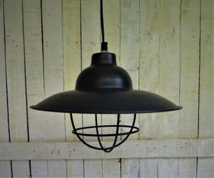 Conical Wire Pendant Lamp with WIre Cage
