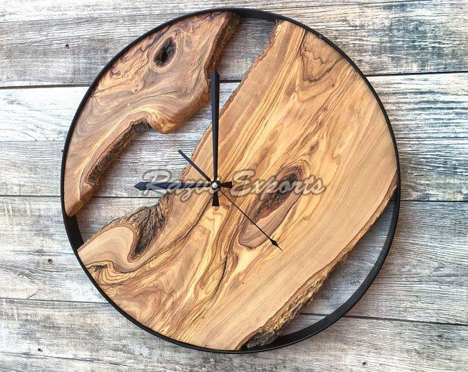 Wood and Resin Round Wall Clock