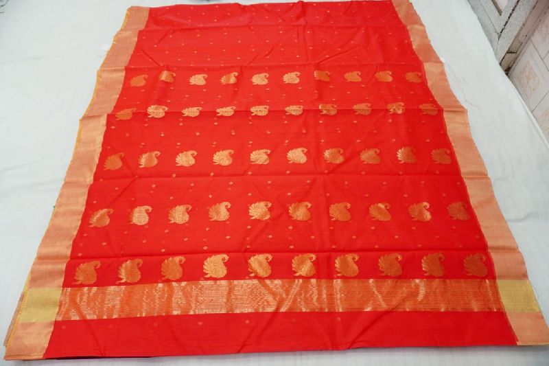 Chanderi Handloom Cotton Silk with Blouse Saree