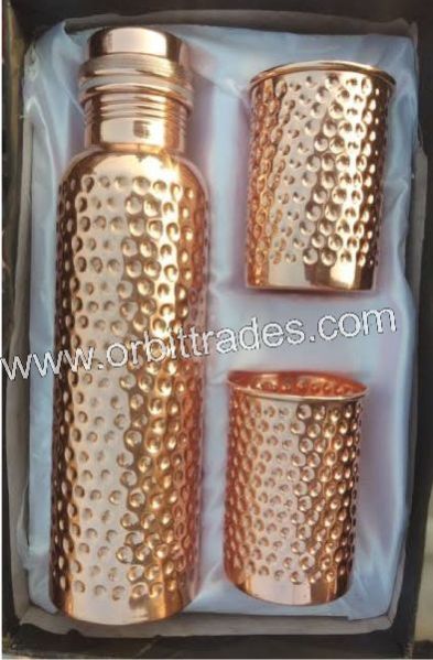 Copper Water Bottle & Glass Set