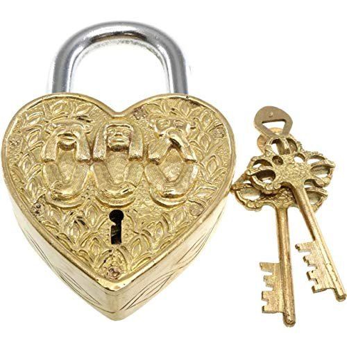 Heart-Shape Padlock with 2 Skeleton Keys Fully Functional with 2 Keys - Gym Lock