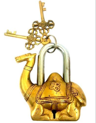 Antique Museum Antique Vintage Gift Decor Solid Brass Ancient Camel Padlock & Key AMBL