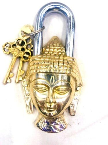 Home - Garden Brass Padlock - Lock with Keys - Working - Brass Made - Type  (Lord Buddha - Brass