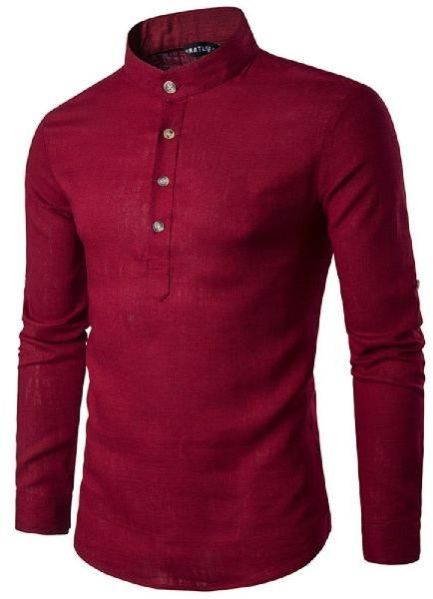 Mens Maroon Short Kurta