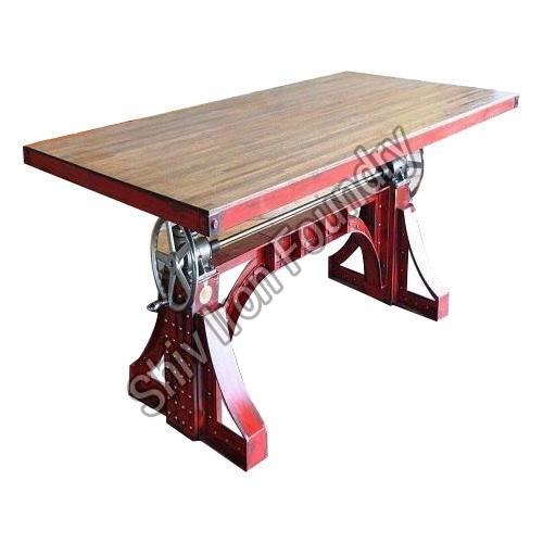 Adjustable Wood and Iron Dining Table