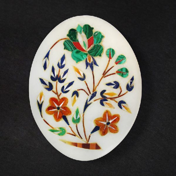 Oval Handcrafted Marble Box (SBS116)