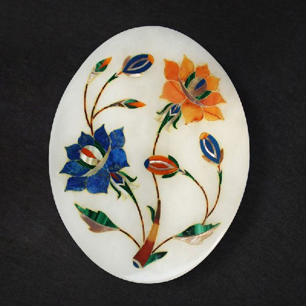 Oval Handcrafted Marble Box (SBS118)