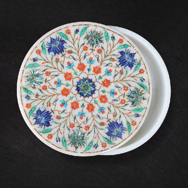 Round Handcrafted Marble Box (SBI111)