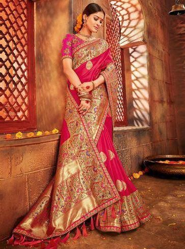 Buy Light Pink Designer Traditional Silk Saree | Bridal Sarees