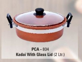 2 Ltr Terracotta Round Kadai With Glass Lid