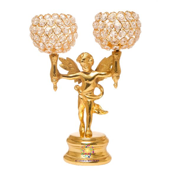 Brass Cupid Antique Tea Light Holder