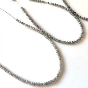 18 Inch Natural Raw Uncut Loose Gray Diamond Beads Strand