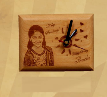 Wooden Plaque with Clock